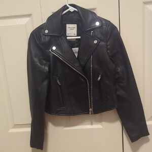 Abercrombie & Fitch Women's Black Leather Moto Jacket/XS/NWT
